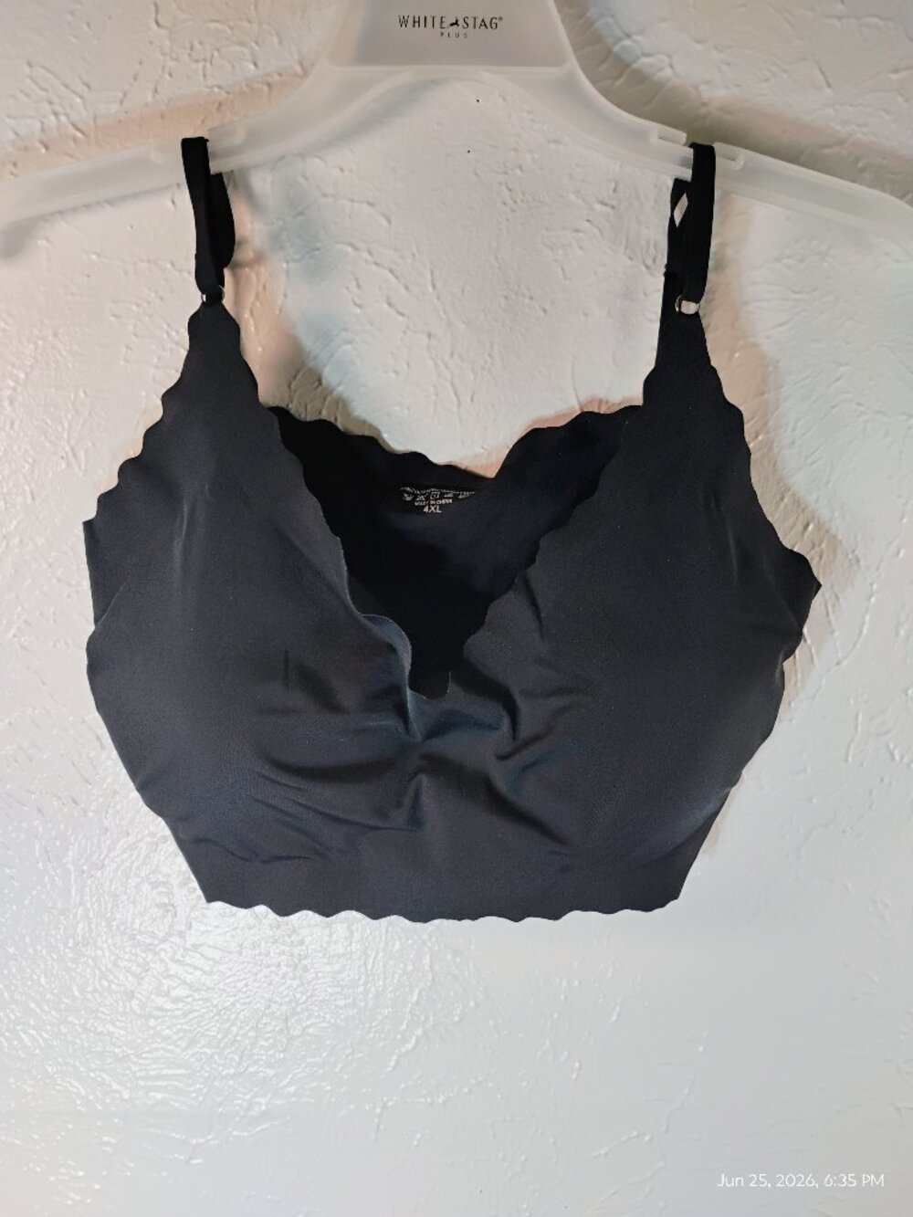 Black Padded Bralette with Cute Scalloped Edges Size 4XL